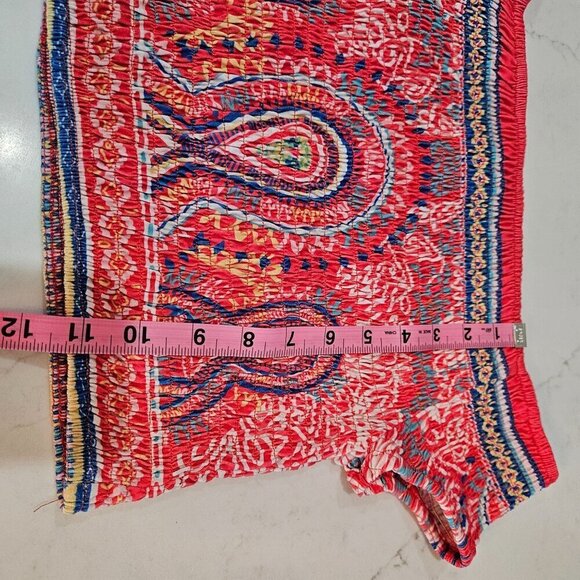 Flying Tomato Paisley Medium Off Shoulder Crop Top Cinch Stretchy Boho Red - Picture 5 of 6